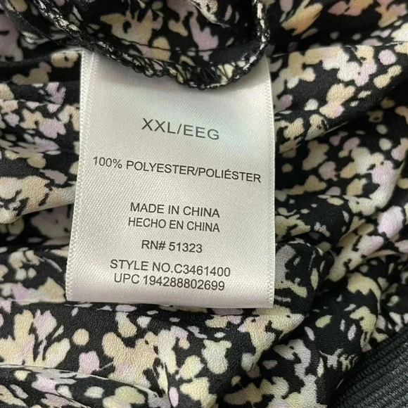 Vince Camuto Elastic Waist PleatMidi Skirt Sprinkled Field Floral Black XXL New - Picture 6 of 9